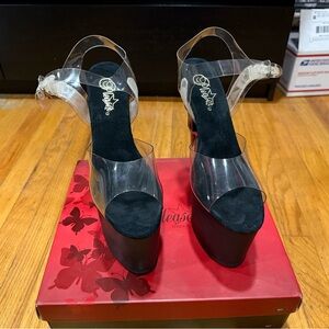 Pleaser Black Platform High Heel Sandals